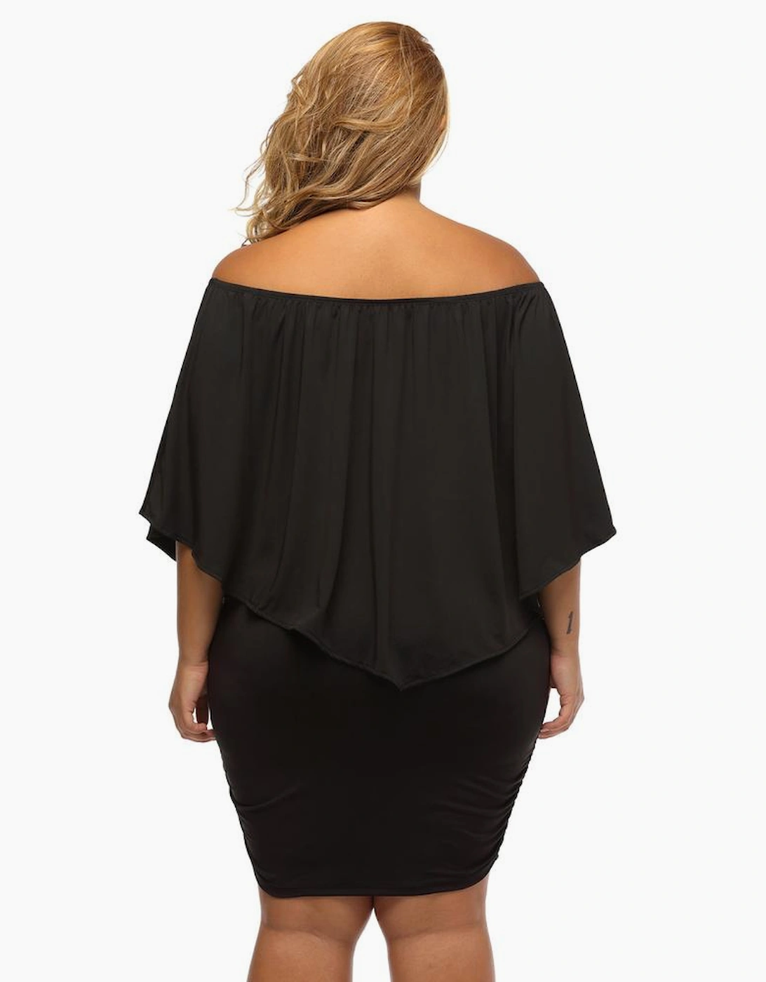 Plus Size Multiple Dressing Layered Black Mini Poncho Dress
