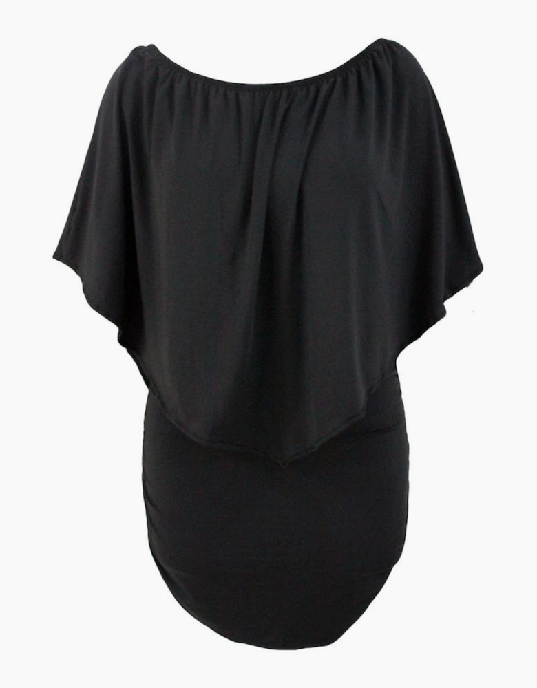 Plus Size Multiple Dressing Layered Black Mini Poncho Dress