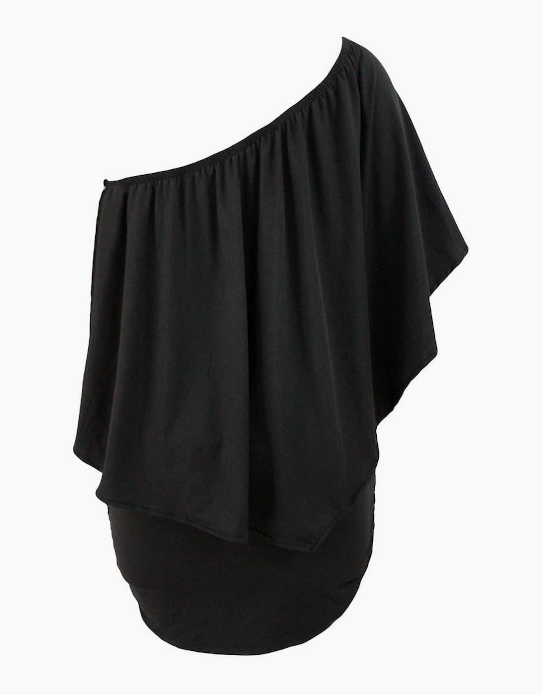 Plus Size Multiple Dressing Layered Black Mini Poncho Dress