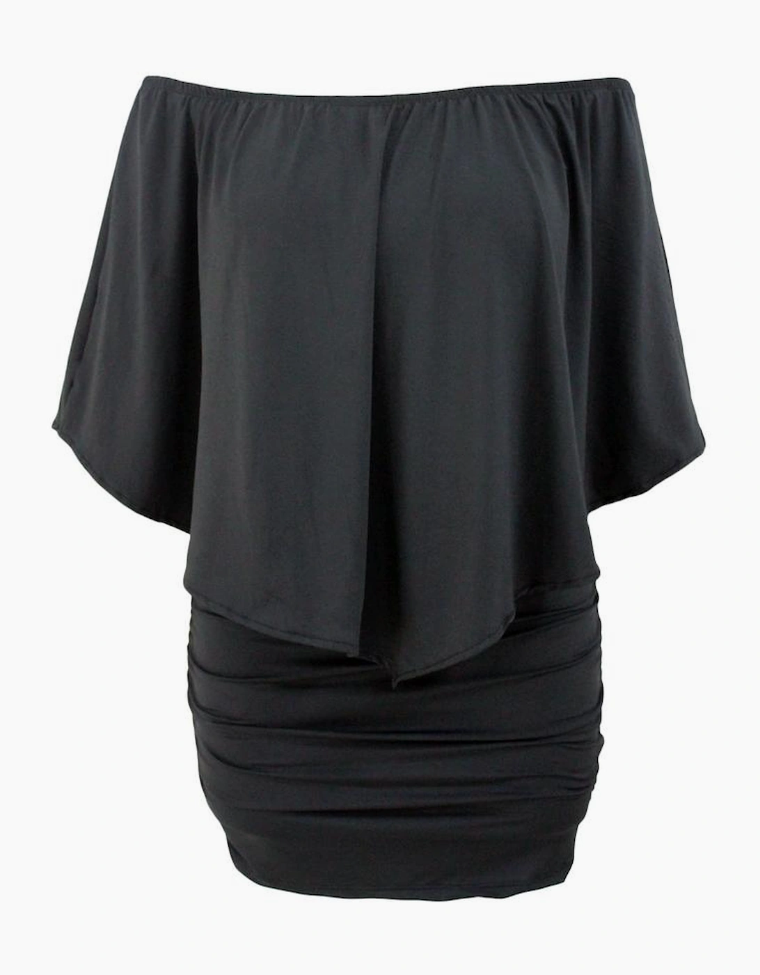 Plus Size Multiple Dressing Layered Black Mini Poncho Dress
