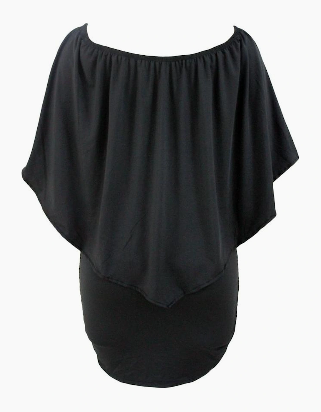 Plus Size Multiple Dressing Layered Black Mini Poncho Dress