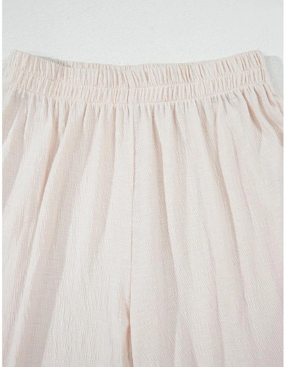 Apricot Buttoned V Neck Tank Top and Wide Leg Pants Casual Outfit