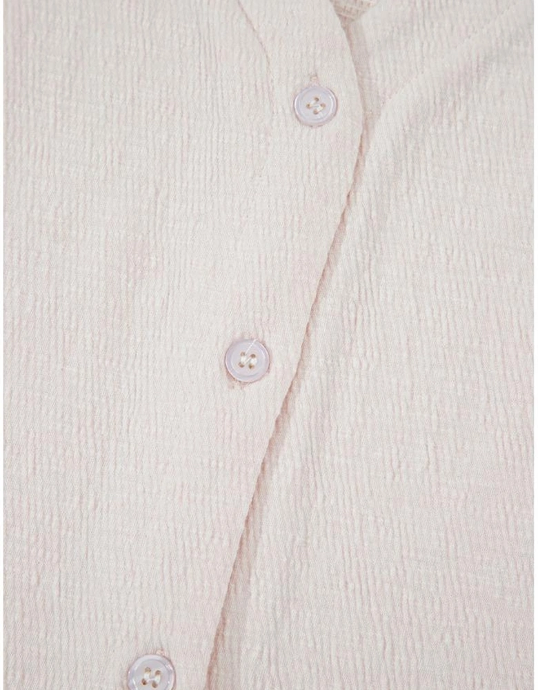 Apricot Buttoned V Neck Tank Top and Wide Leg Pants Casual Outfit