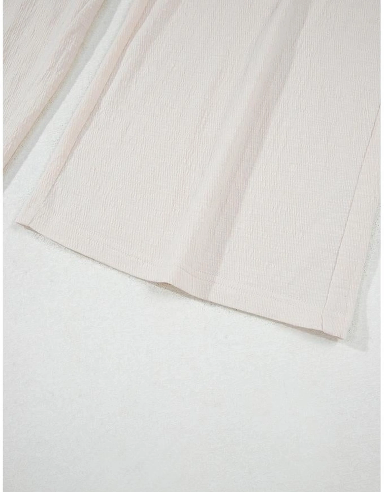 Apricot Buttoned V Neck Tank Top and Wide Leg Pants Casual Outfit