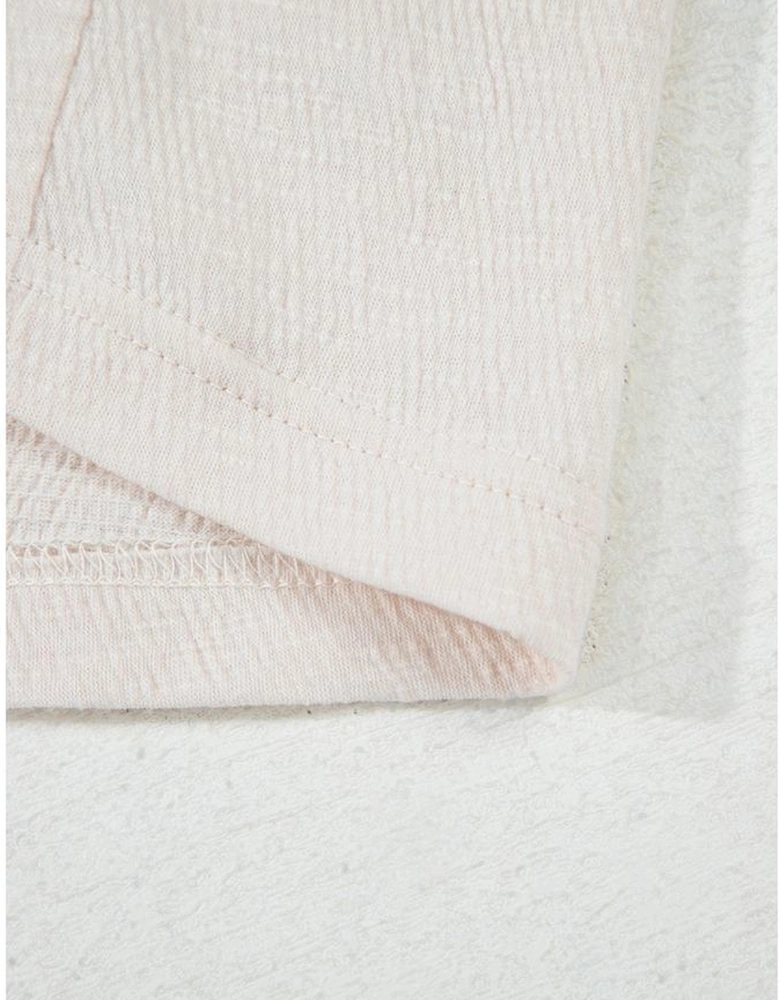 Apricot Buttoned V Neck Tank Top and Wide Leg Pants Casual Outfit