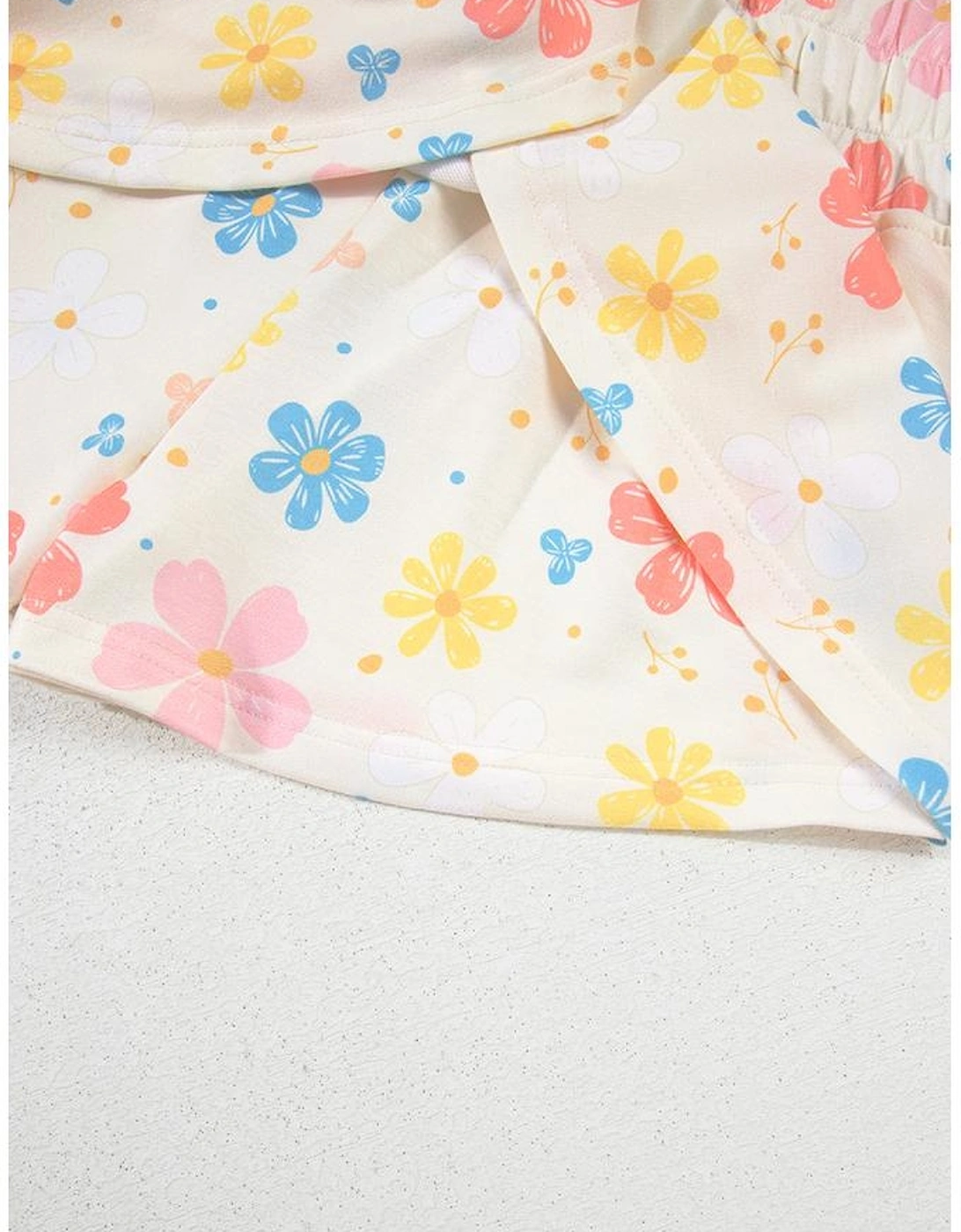 Apricot Floral Print Crop Top Wide Leg Short Set