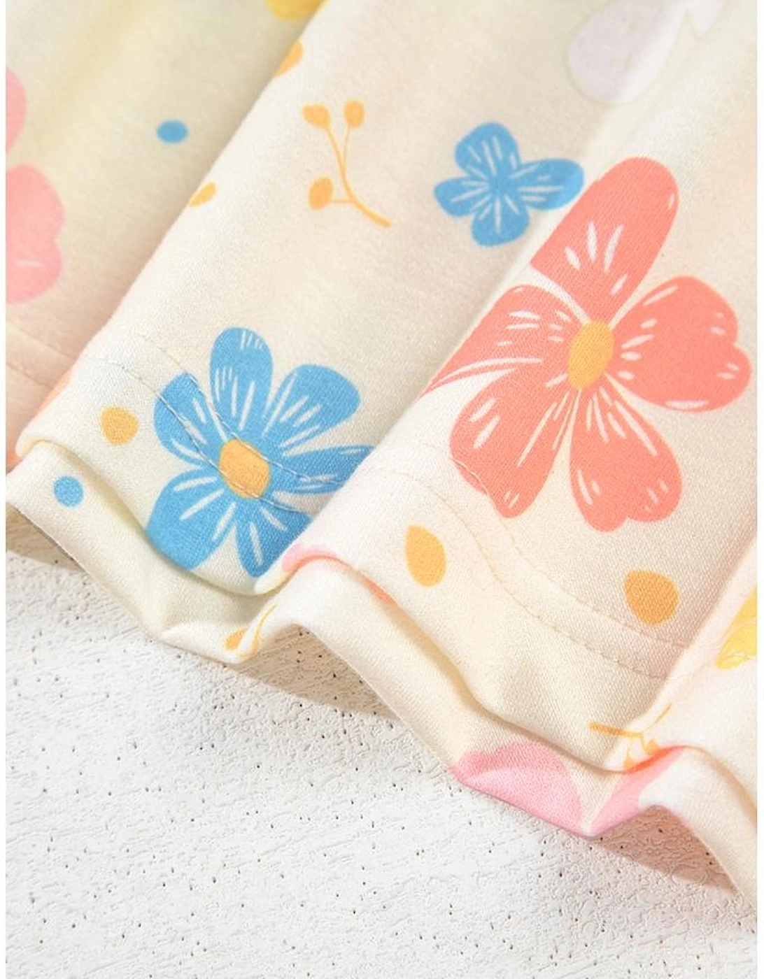 Apricot Floral Print Crop Top Wide Leg Short Set