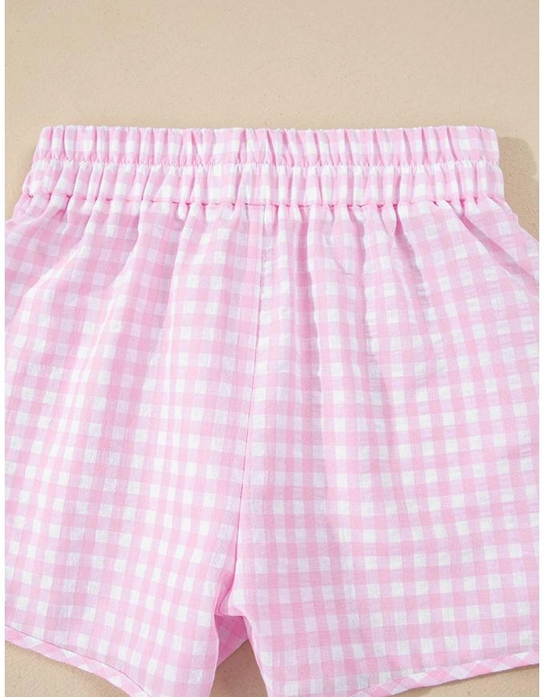 White MAMA Printed Tee and Plaid Shorts Lounge Set