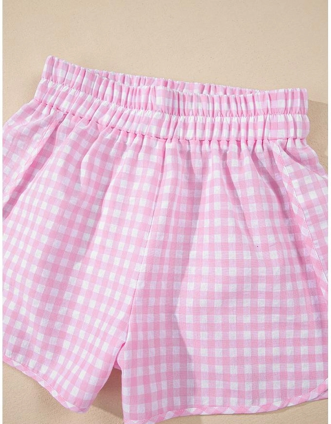 White MAMA Printed Tee and Plaid Shorts Lounge Set