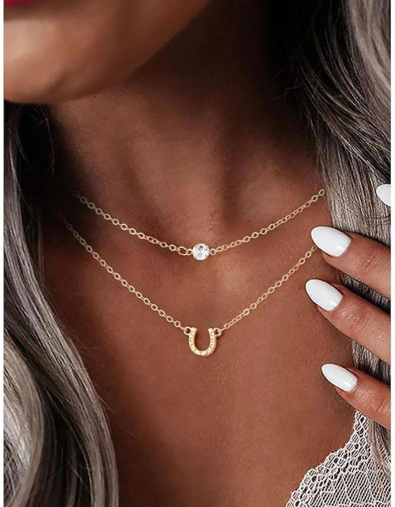 Azura Exchange Gold Horseshoe Layered Chopped Necklace