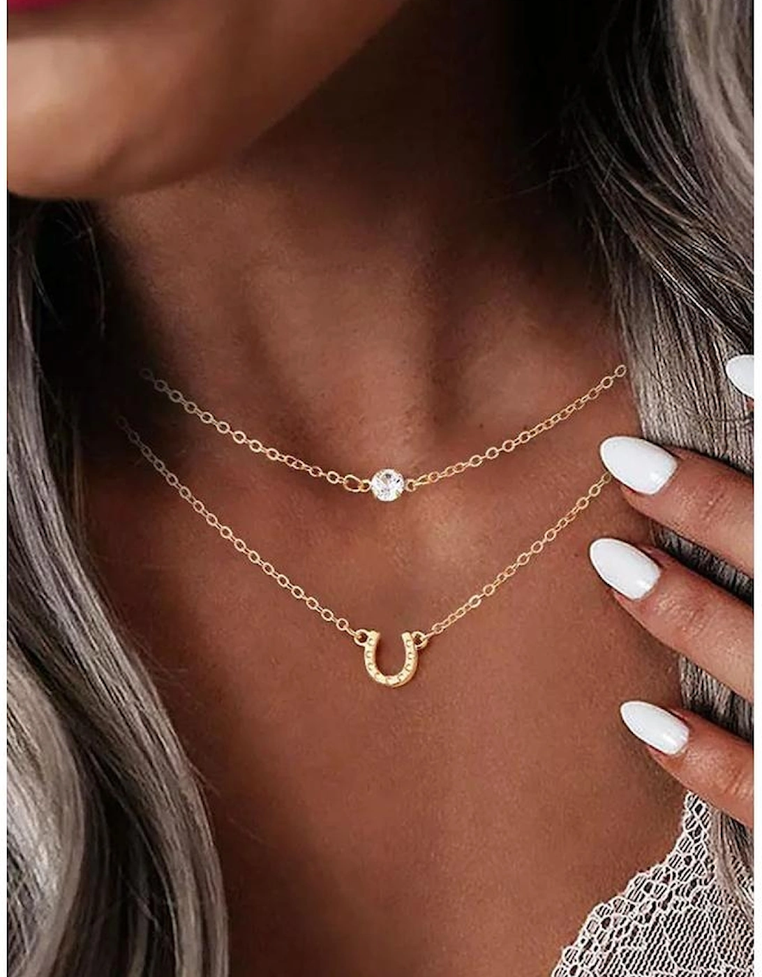 Azura Exchange Gold Horseshoe Layered Chopped Necklace, 3 of 2