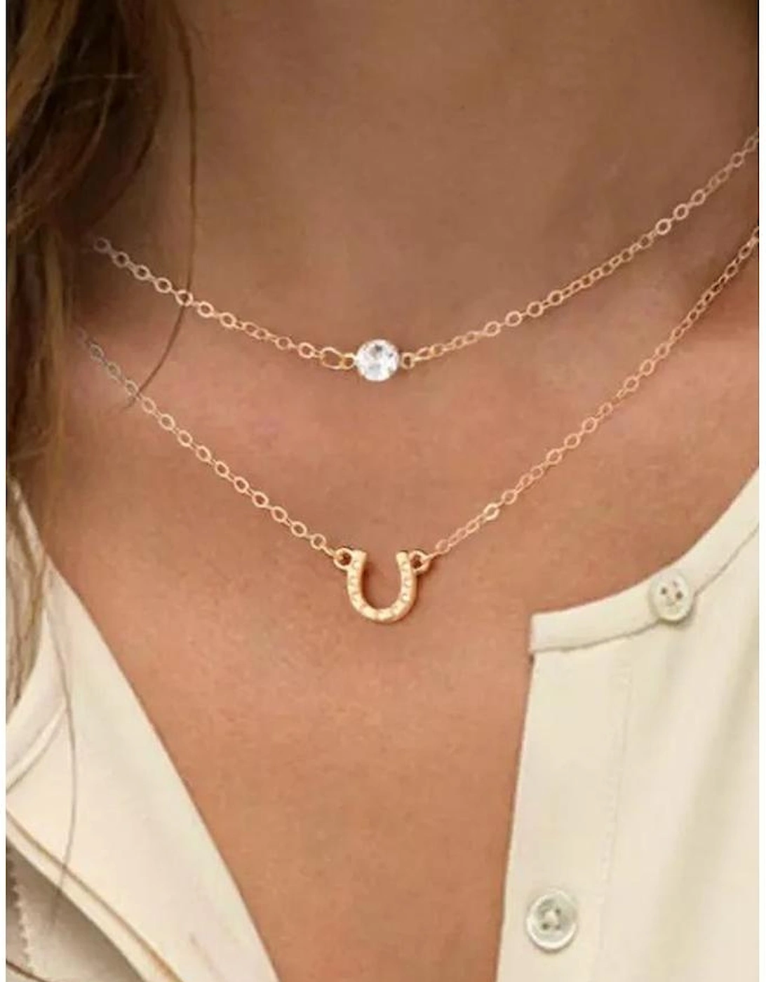 Azura Exchange Gold Horseshoe Layered Chopped Necklace