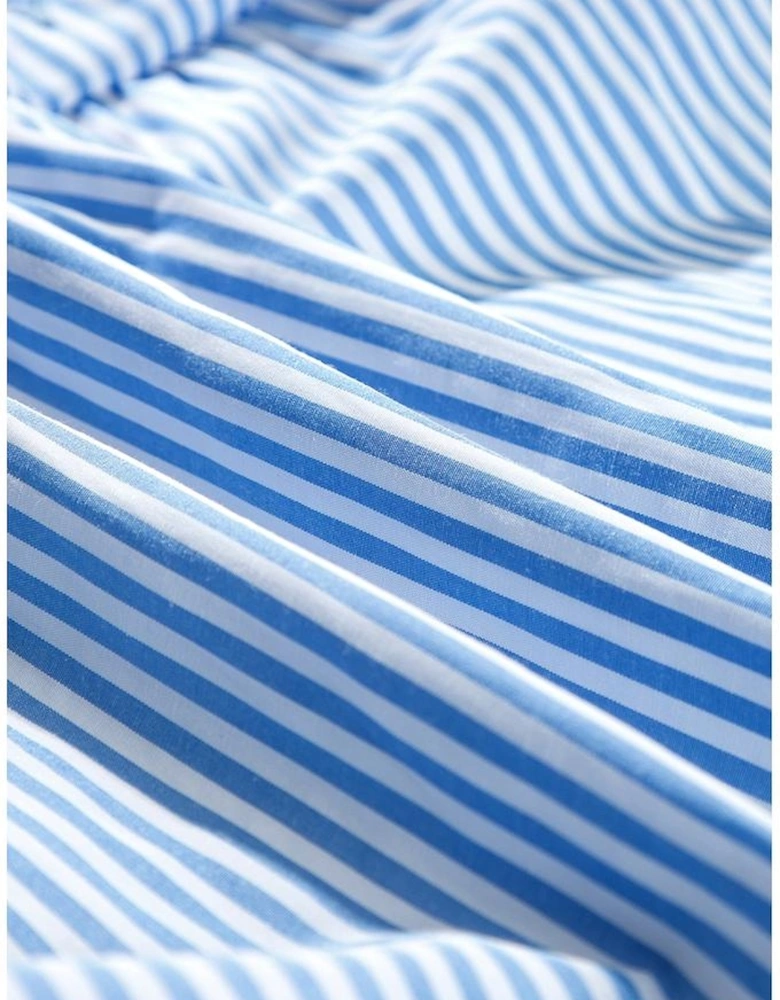 Sky Blue Stripe Bubble Short Sleeve Tiered Scallop Long Dress