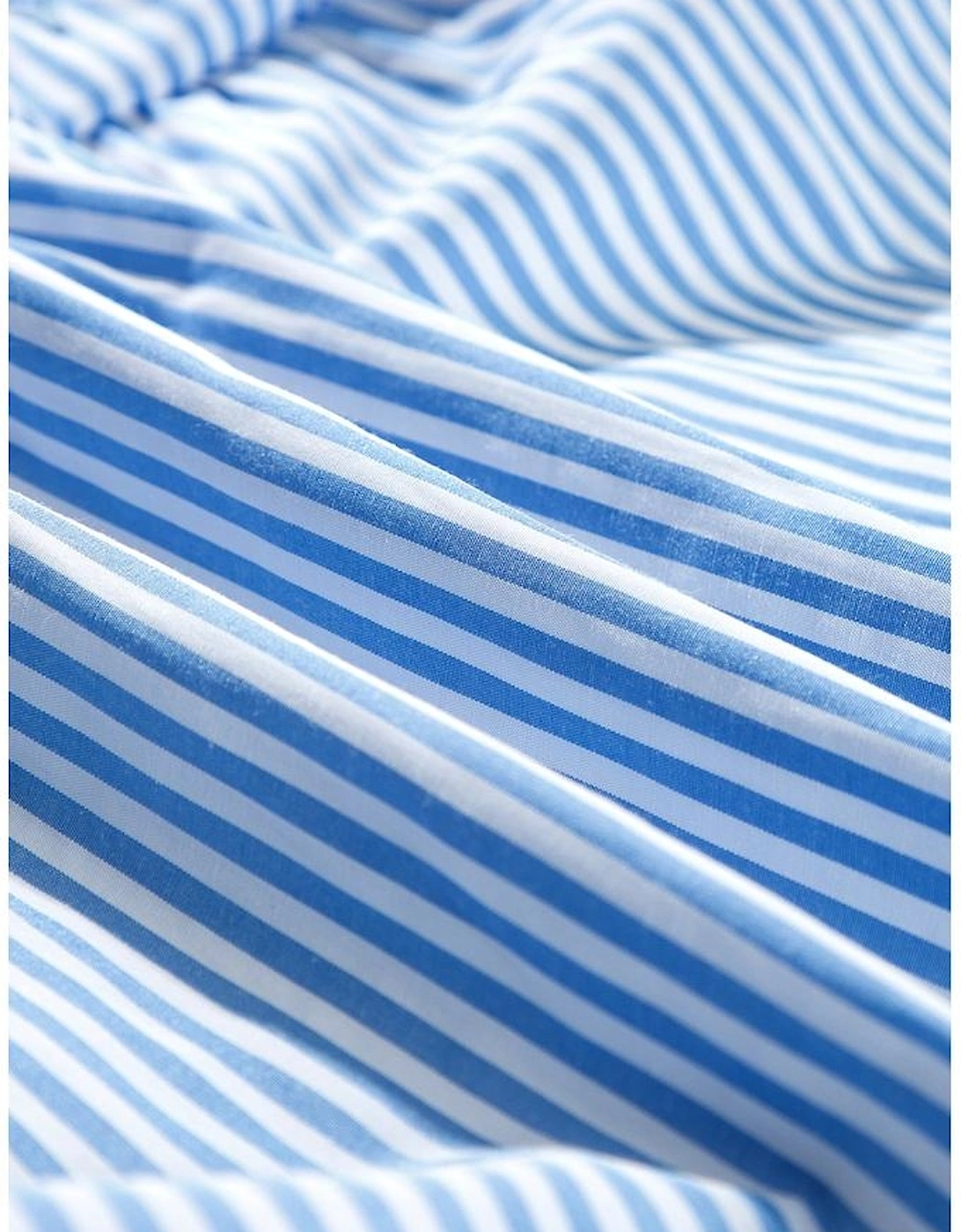 Sky Blue Stripe Bubble Short Sleeve Tiered Scallop Long Dress