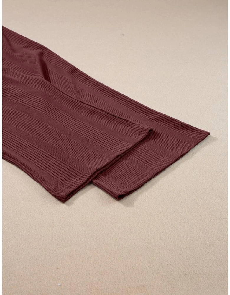 Red Dahlia Solid Color Ribbed Ruffle Tank Top and Pants Set