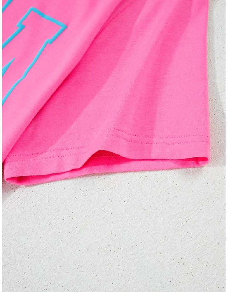 Bright Pink MAMA Letter Graphic Neon T Shirt