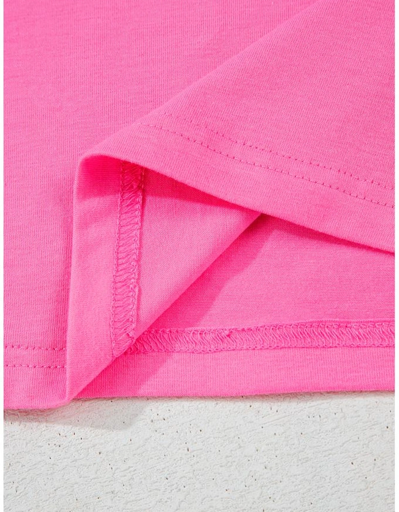 Bright Pink MAMA Letter Graphic Neon T Shirt