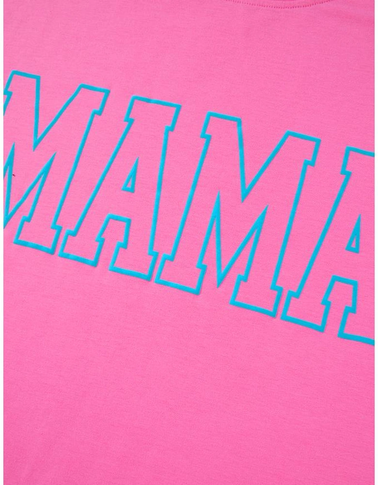 Bright Pink MAMA Letter Graphic Neon T Shirt