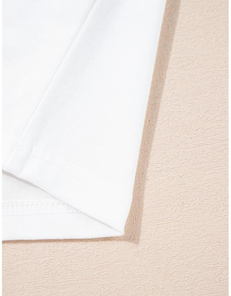 White Christmas Bowknot Graphic Cotton Blend T Shirt