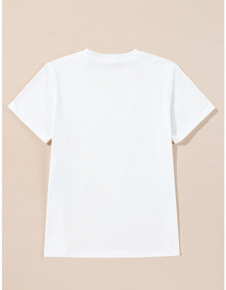 White Christmas Bowknot Graphic Cotton Blend T Shirt