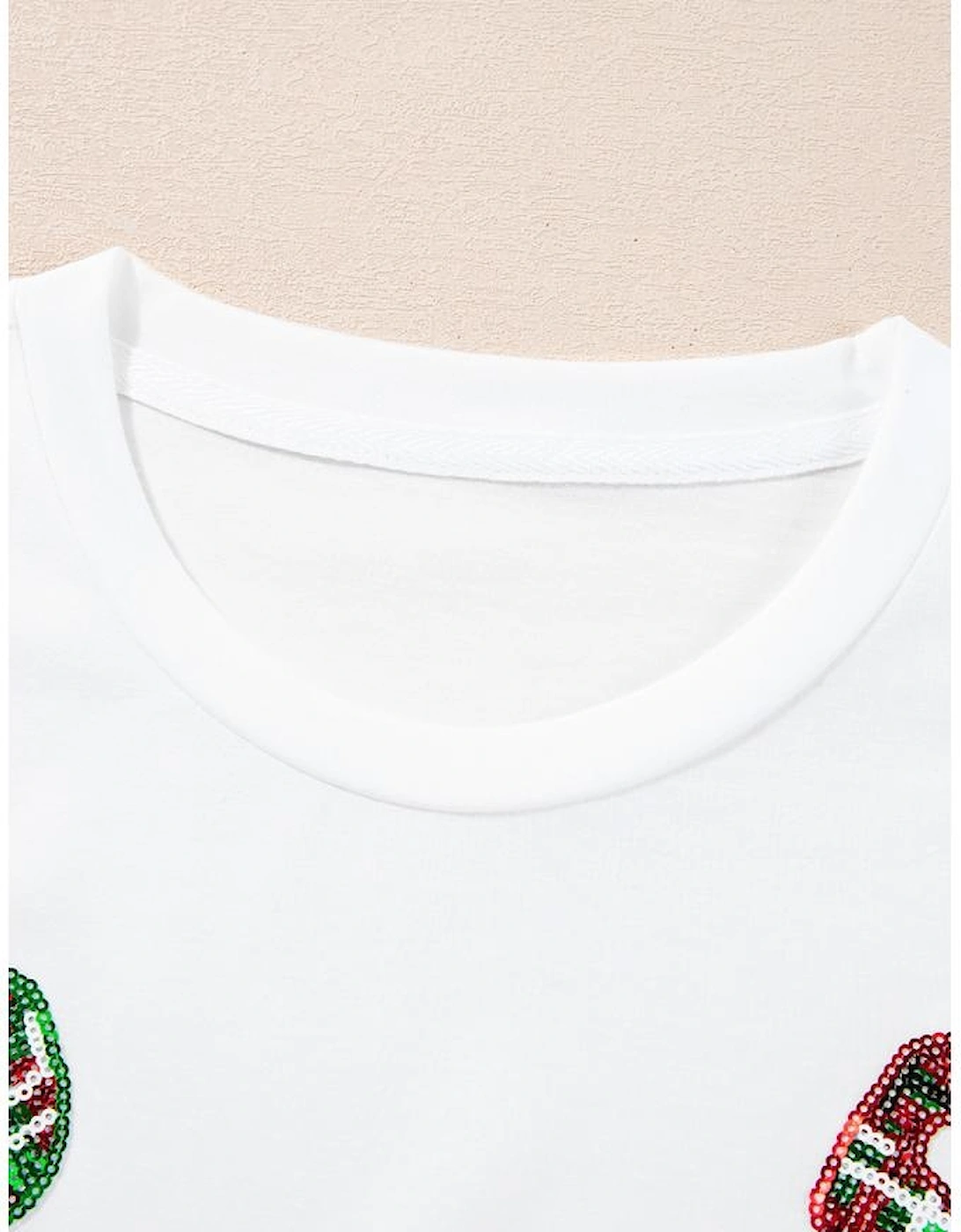 White Christmas Bowknot Graphic Cotton Blend T Shirt