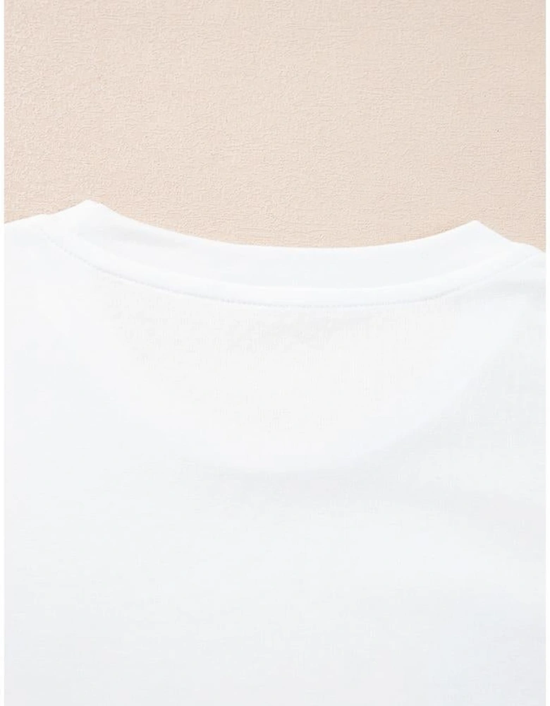 White Christmas Bowknot Graphic Cotton Blend T Shirt