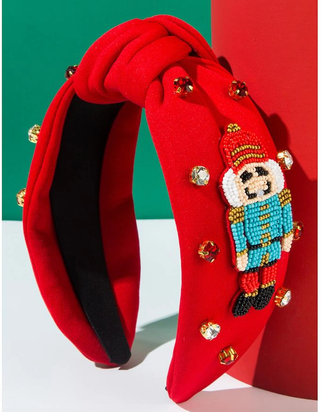 Azura Exchange Fiery Red Christmas Beading Nutcracker Rhinestone Decor Knotted Hairband, 4 of 3