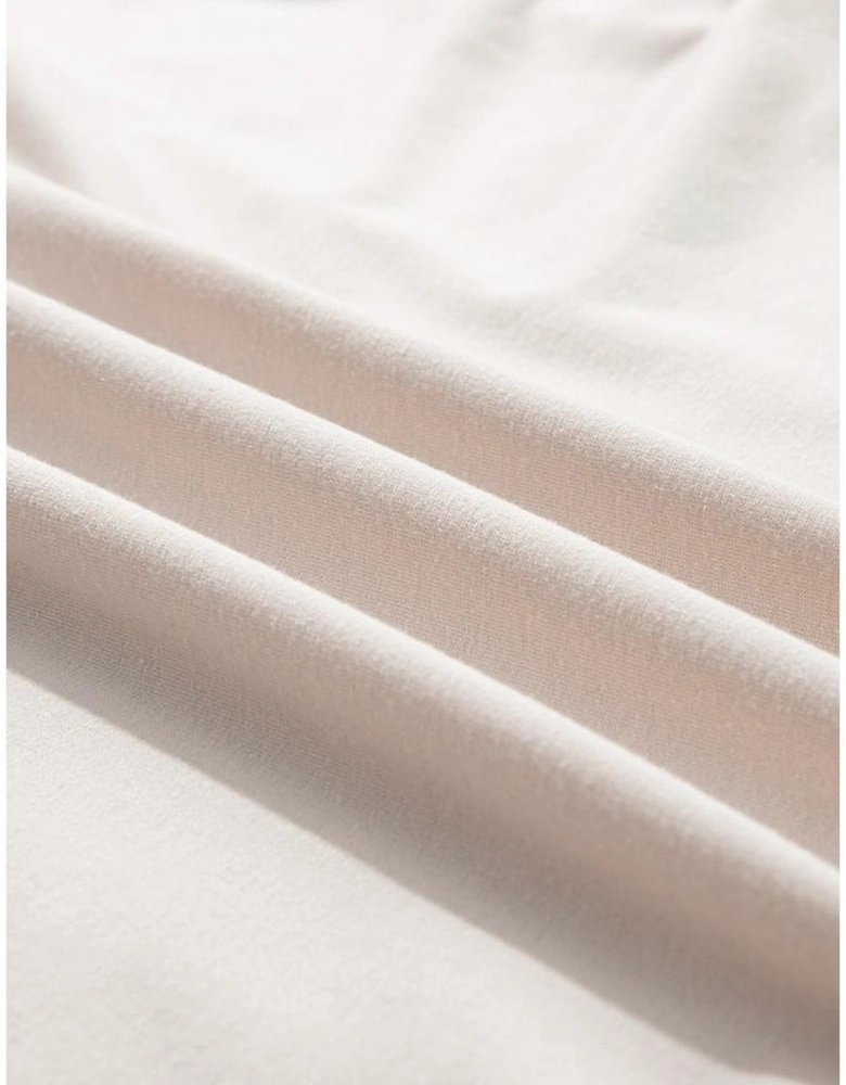 Beige Pearl Decor Crew Neck Half Sleeve Plus Size T Shirt