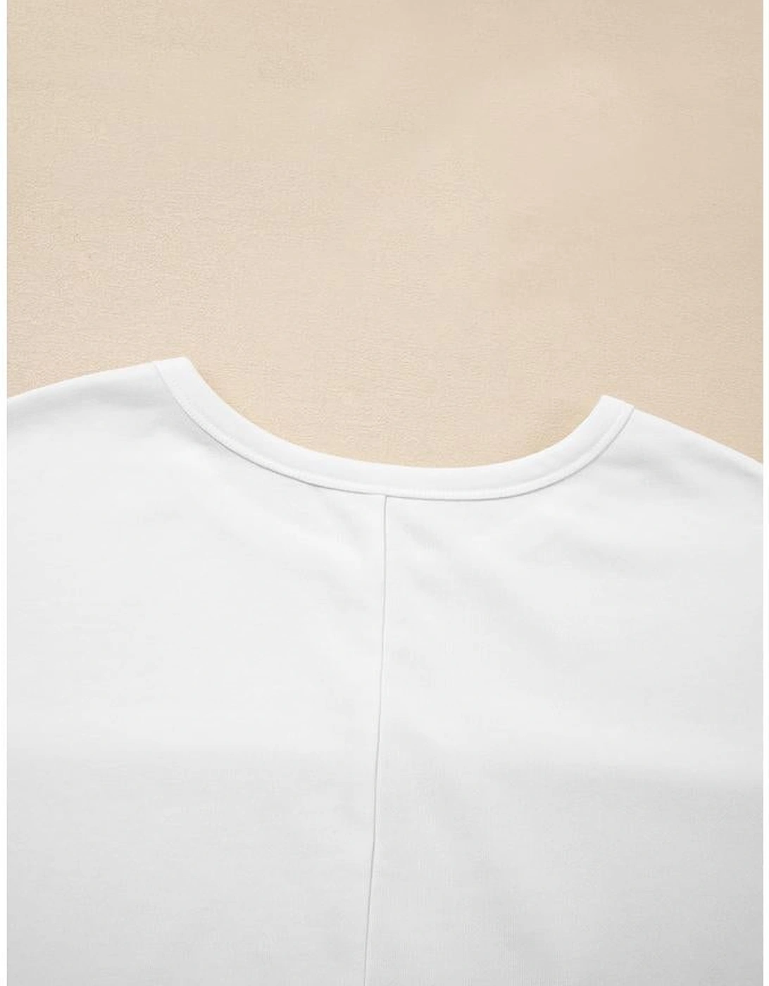 White Textured Raw Seam Plus Size Pullover Top and Drawstring Pants Set