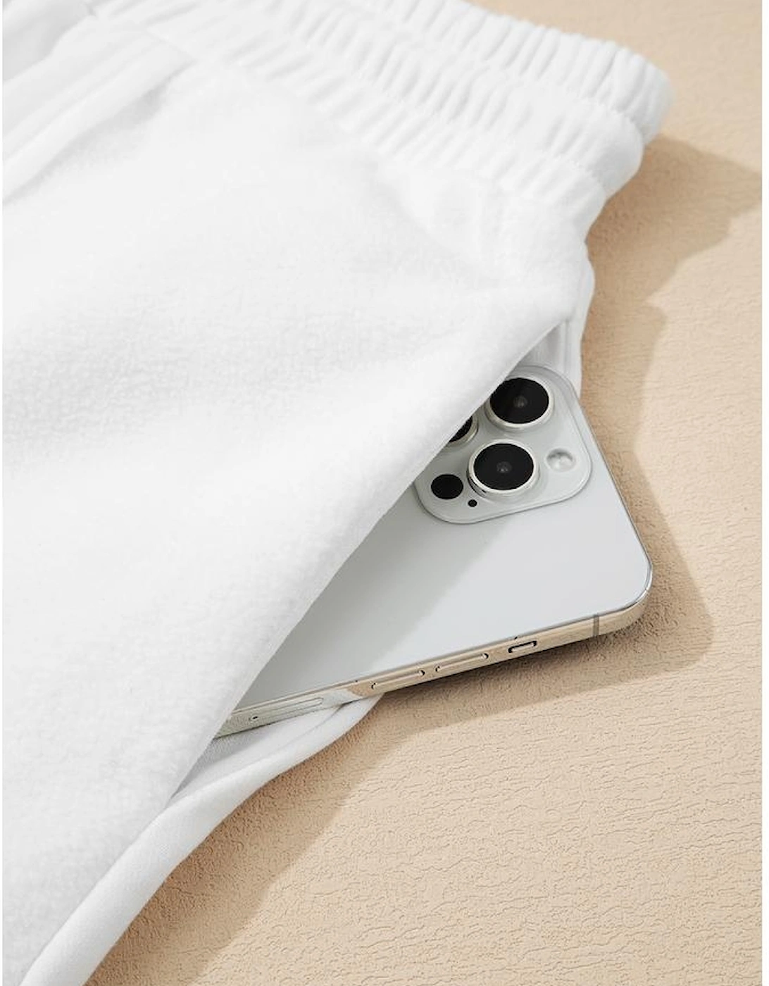 White Textured Raw Seam Plus Size Pullover Top and Drawstring Pants Set