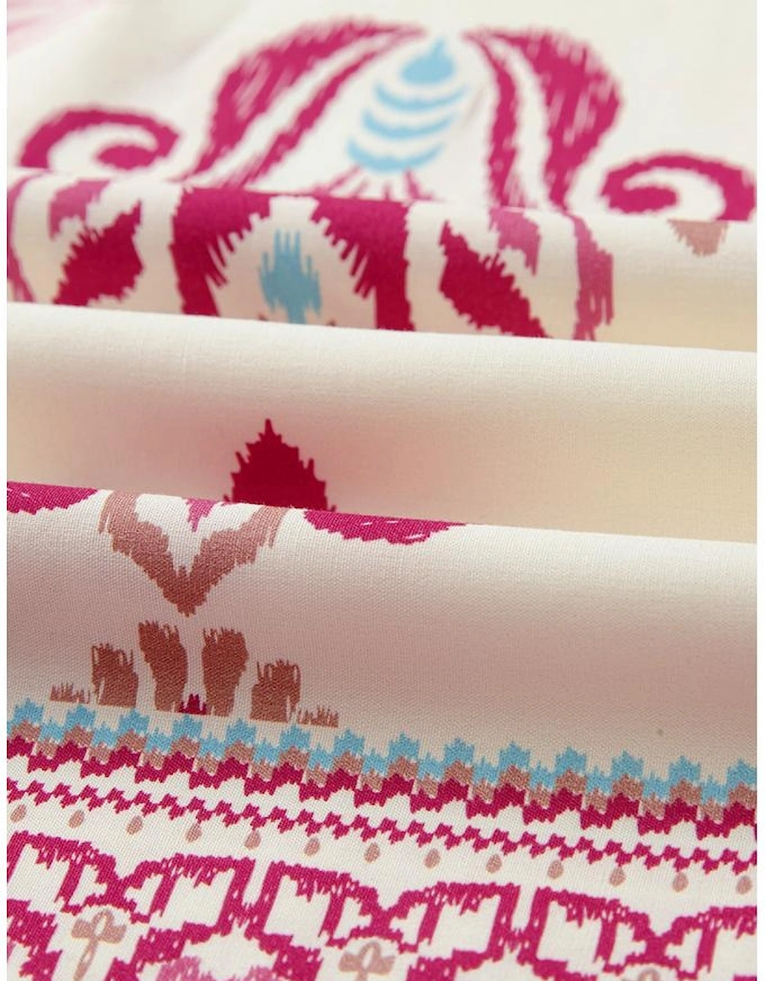 Rose Boho Printed Shirred High Waist Flowy Wide Leg Pants