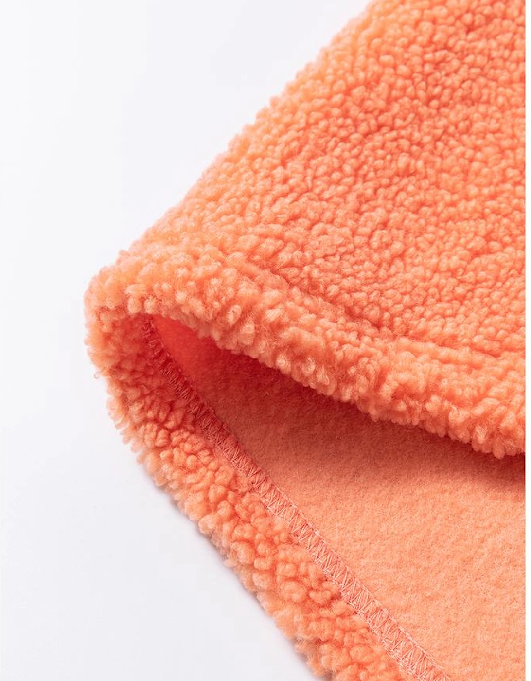 Orange Colorblock Half Zipper Stand Neck Sherpa Sweatshirt