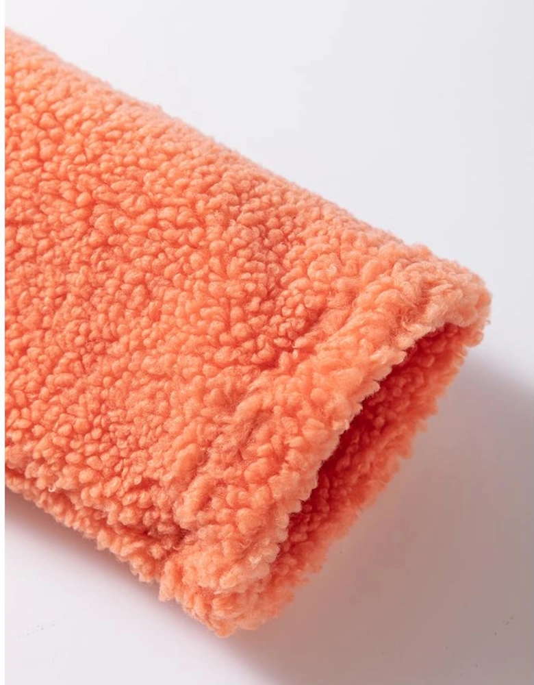 Orange Colorblock Half Zipper Stand Neck Sherpa Sweatshirt