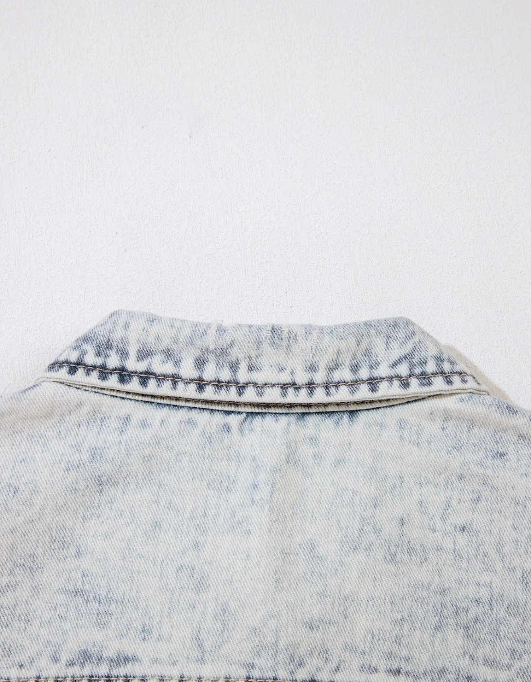 Beau Blue Light Wash Buttoned Chest Pocket Puff Sleeve Denim Jacket