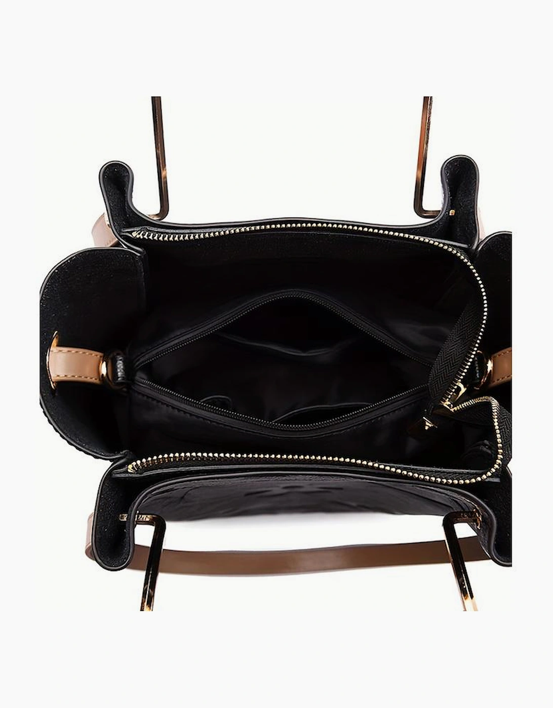 Black Embossed Leather Multi-functional Shoulder Bag with Handle