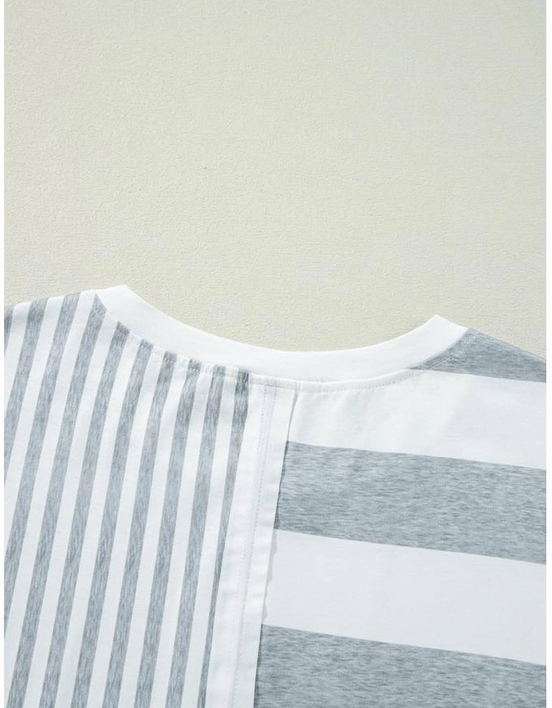 Azura Exchange Gray Stripe Mixed Printed Short Sleeve Shift Mini T Shirt Dress