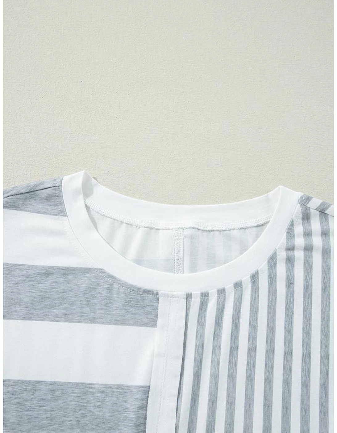 Azura Exchange Gray Stripe Mixed Printed Short Sleeve Shift Mini T Shirt Dress