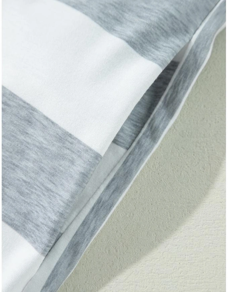 Azura Exchange Gray Stripe Mixed Printed Short Sleeve Shift Mini T Shirt Dress