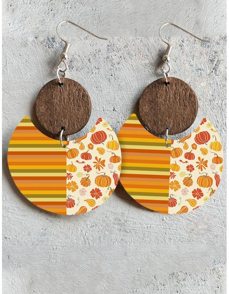 Azura Exchange Stripes Pumpkins Printed Wood Decor Earrings