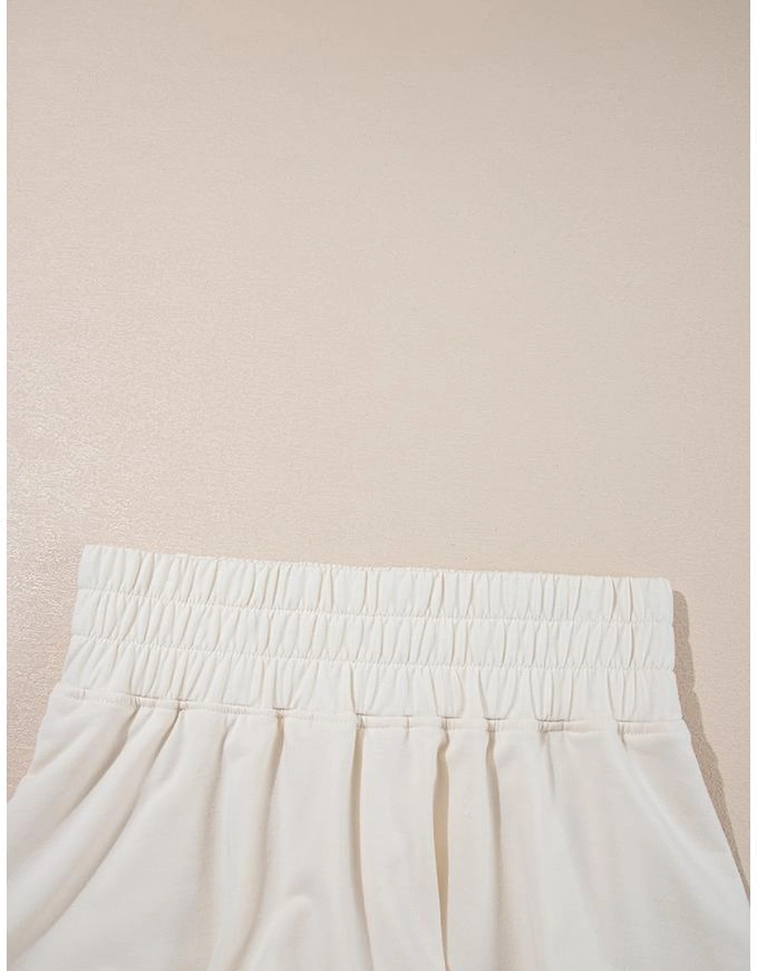 Beige 2pcs Cropped Tee and Ruffle High Waist Skort Set