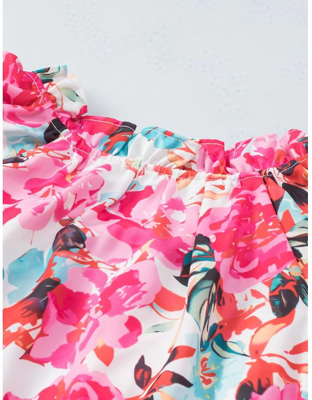 Rose Ruffle Flutter Sleeve Floral Print Blouse