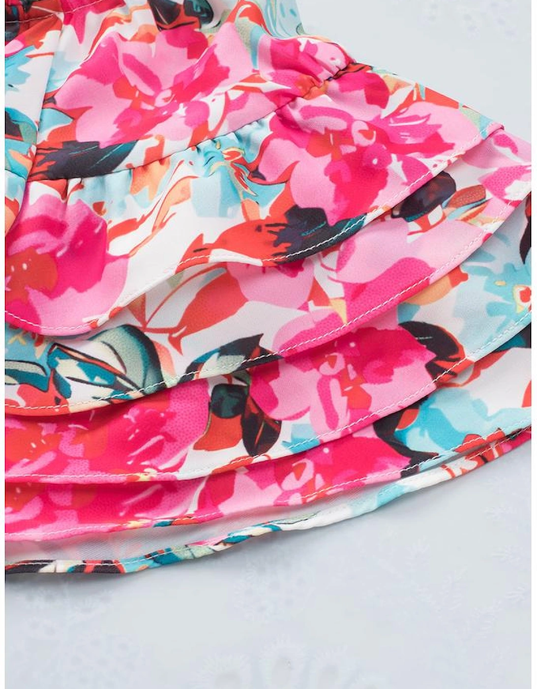 Rose Ruffle Flutter Sleeve Floral Print Blouse