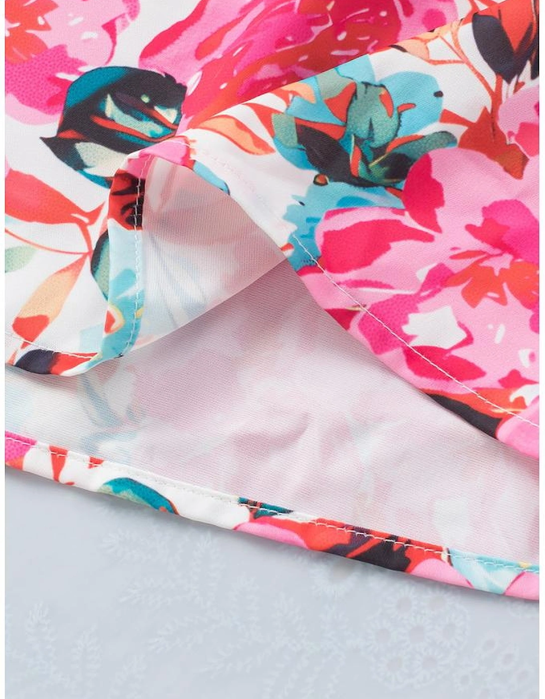 Rose Ruffle Flutter Sleeve Floral Print Blouse