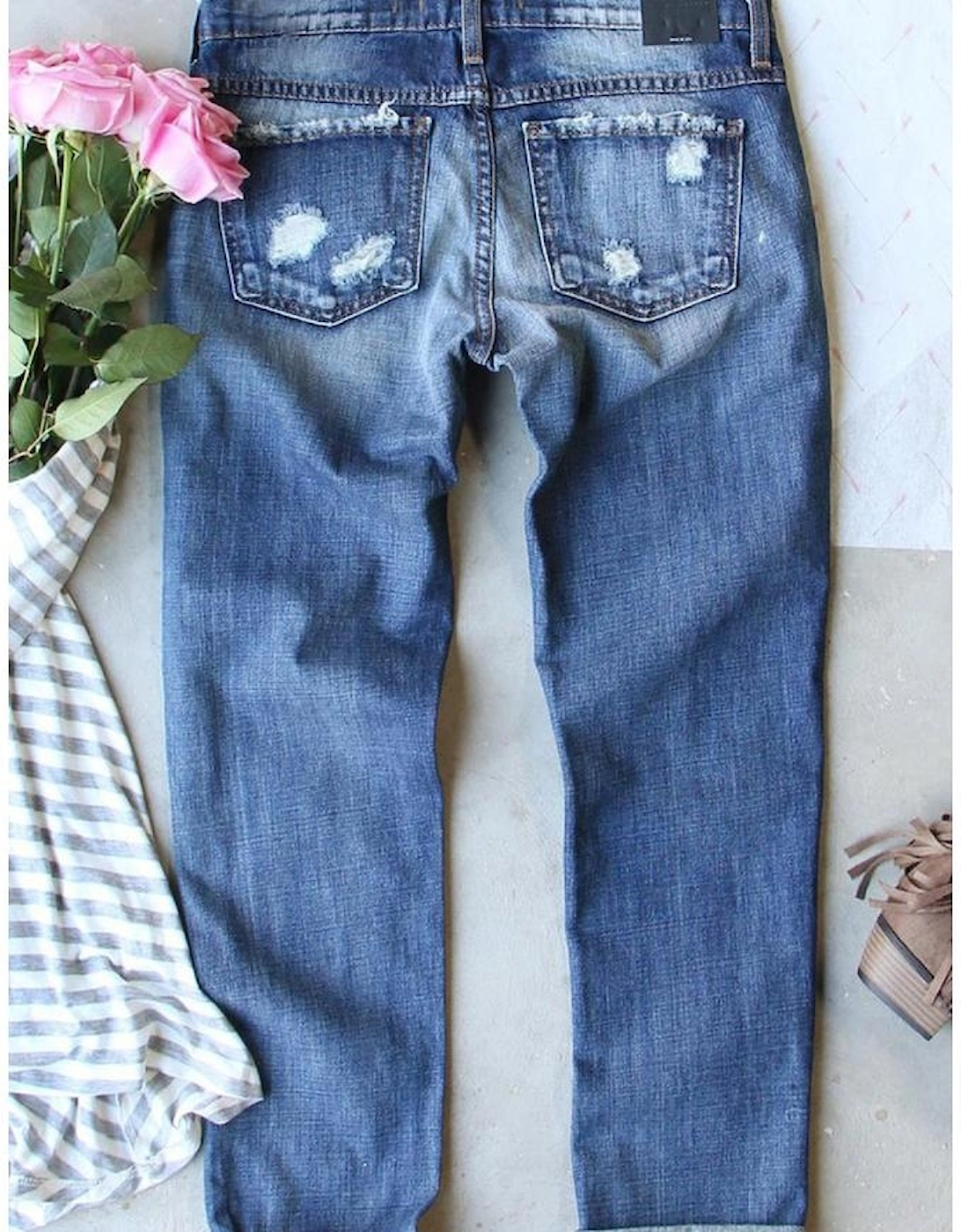 Sky Blue St. Patricks Clover Patchwork Sequin Distressed Jeans, 4 of 3