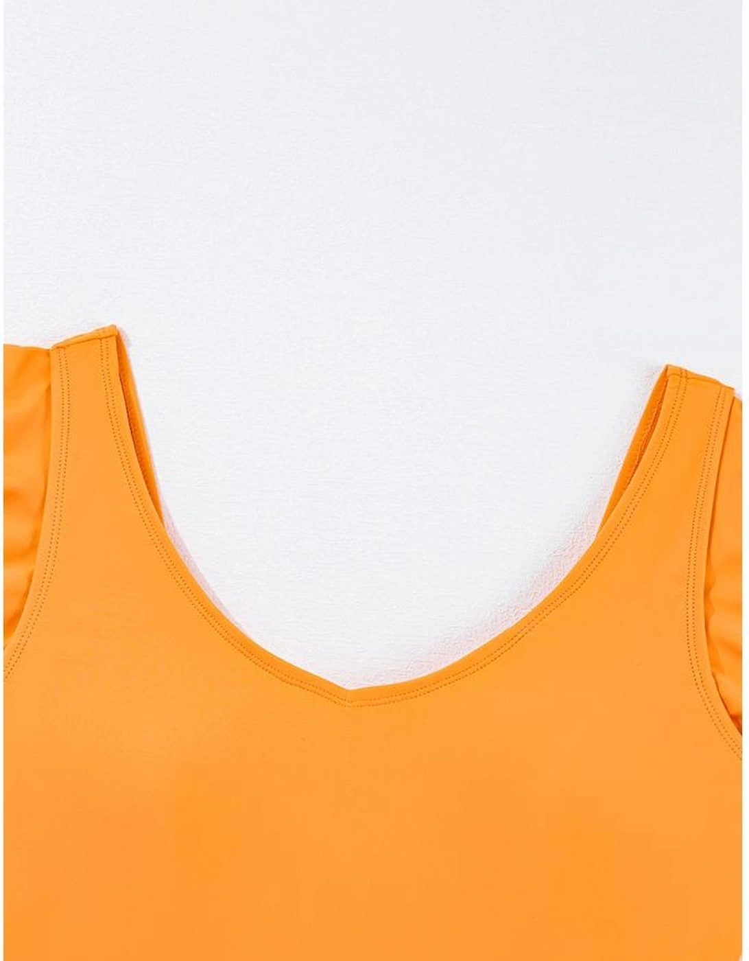 Vitality Orange Color Block Ruffled Knotted Backless One Piece Swimsuit