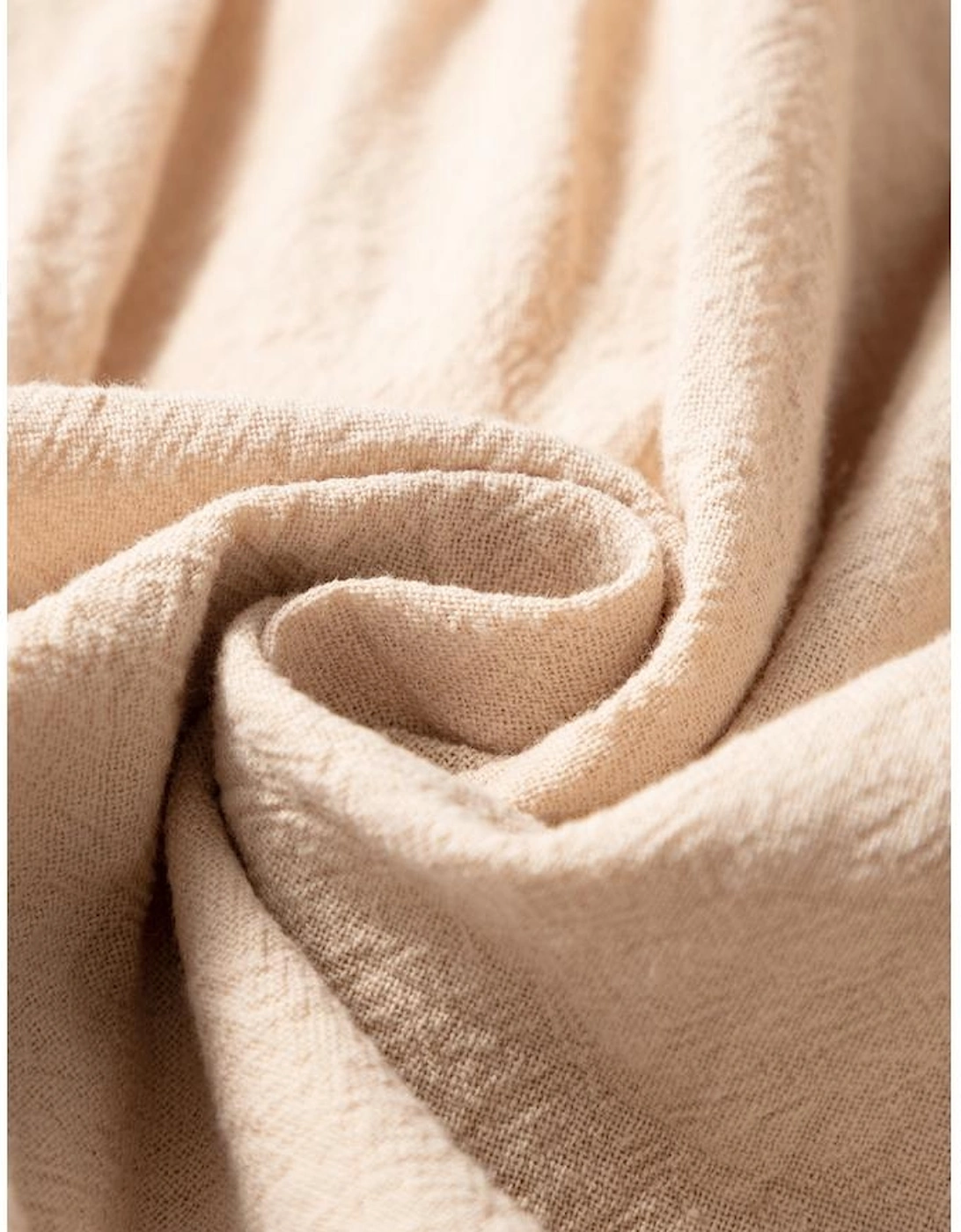 Jet Stream Linen Embroidery Split Neck Pom Pom Ruffle Sleeves Flowy Short Dress