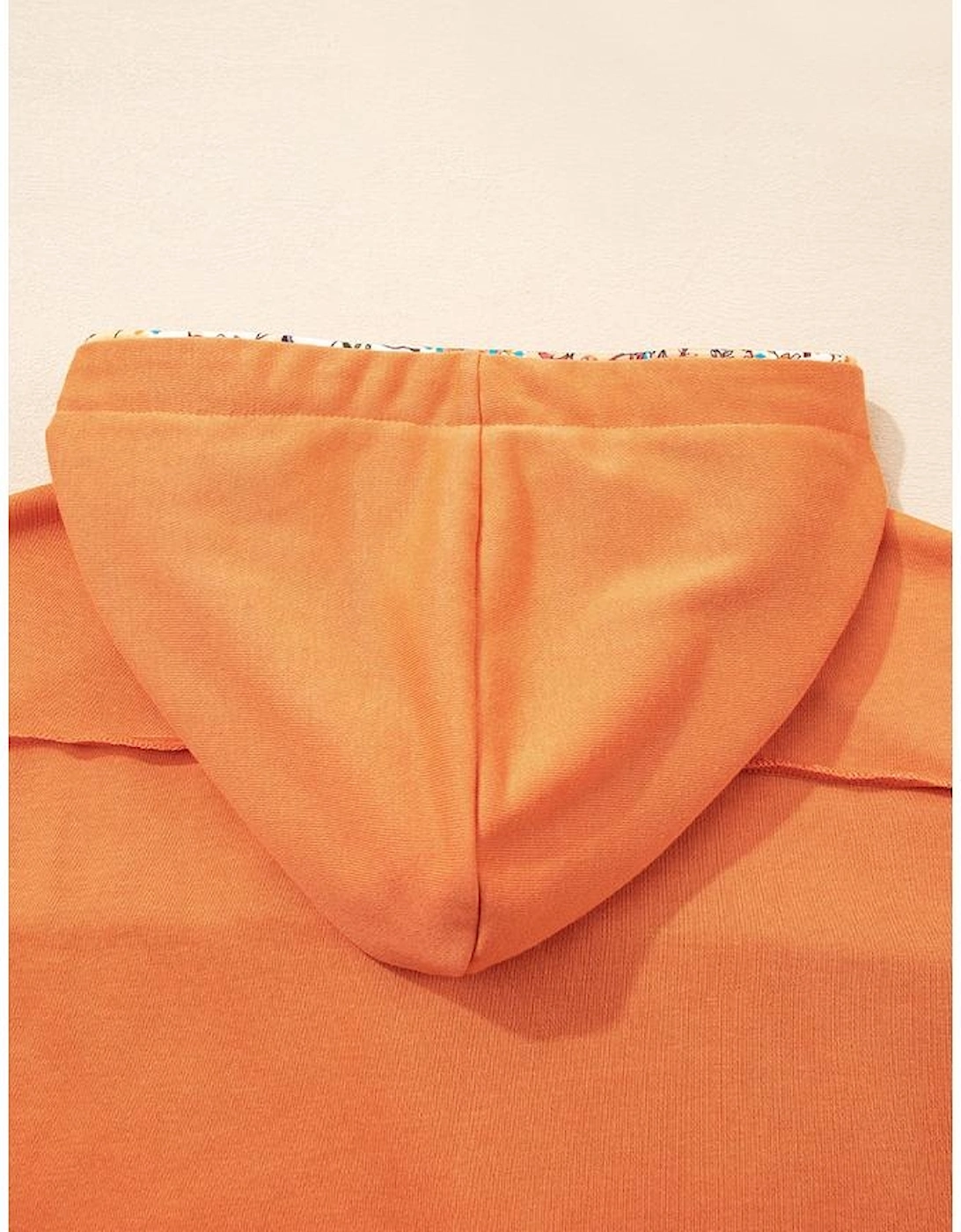 Flamingo Mix Floral Patchwork Side Slit Drawstring Hoodie