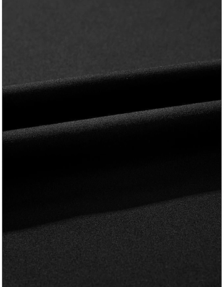 Black Solid Pocketed Crossover High Waist Swim Skort