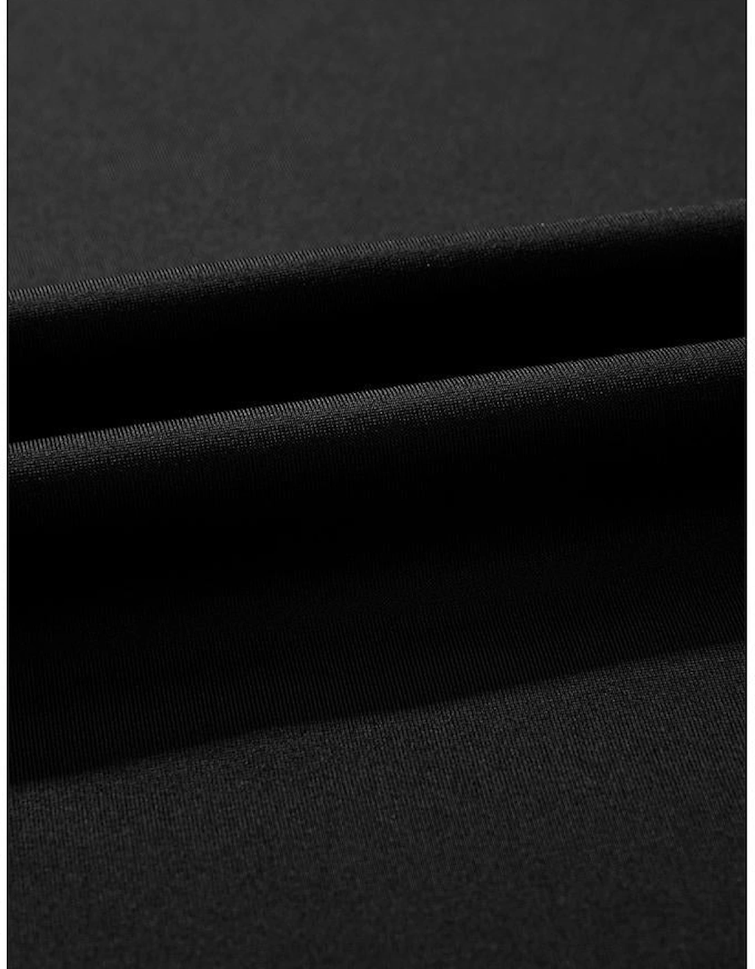 Black Solid Pocketed Crossover High Waist Swim Skort