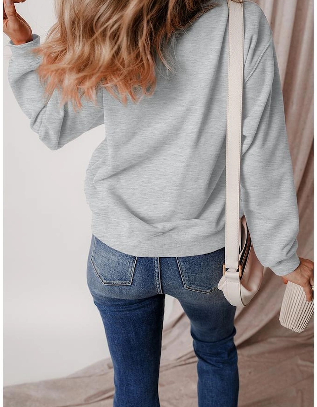 Gray Disco Ball Bowknot Pumpkin Graphic Crewneck Sweatshirt